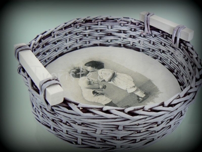 Košíček kulatý s uchy - patina