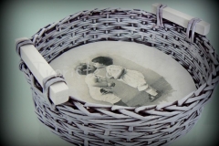 Košíček kulatý s uchy - patina